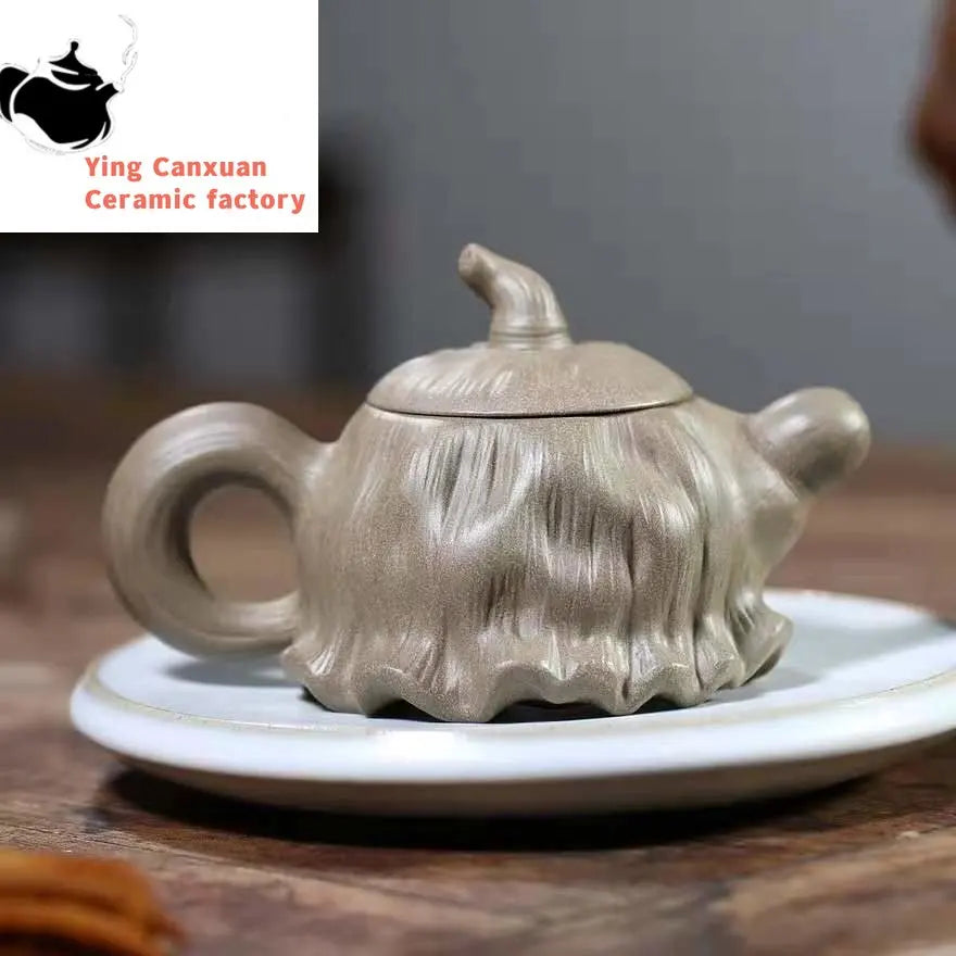 Chinese teapot Yixing handmade purple sand teapot, original ore section mud lotus teapot, Kungfu teapot collection, gift tea set