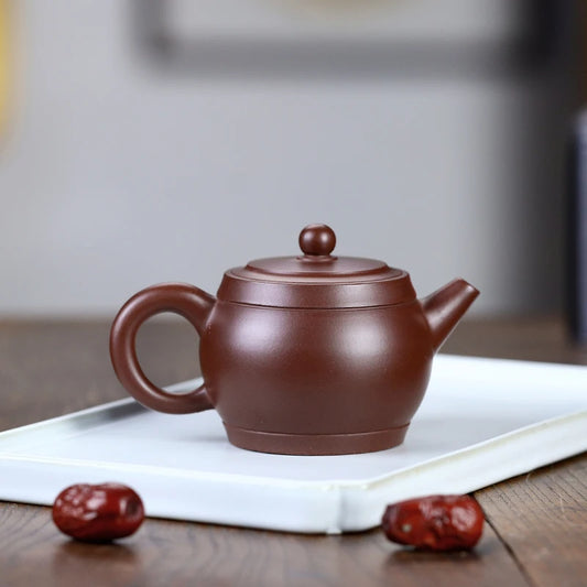 Chinese teapot Yixing purple Clay pot raw ore purple vermillion mud Fu drum pot kung fu tea set teapot capacity 170ml