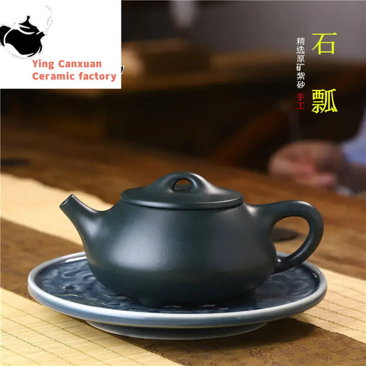 Chinese teapot Yixing purple clay teapot ore azure mudstone scoop pot Kungfu tea set teapot capacity 280ml