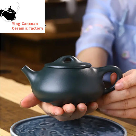 Chinese teapot Yixing purple clay teapot ore azure mudstone scoop pot Kungfu tea set teapot capacity 280ml