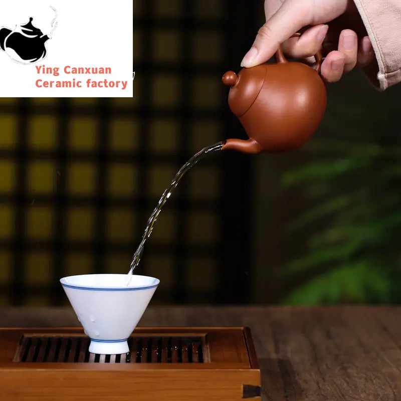 Chinese teapot Yixing purple clay teapot, raw ore Zhuni, pear-shaped teapot, Kungfu tea set, teapot, small capacity 170ml
