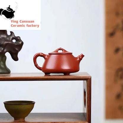 Chinese teapot ore vermilion bamboo joint stone scoop pot drinking Pu'er kung fu tea set Yixing teapot purple clay pot 180ml