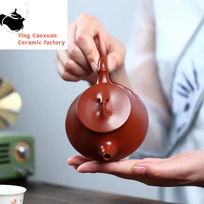 Chinese teapot ore vermilion bamboo joint stone scoop pot drinking Pu'er kung fu tea set Yixing teapot purple clay pot 180ml