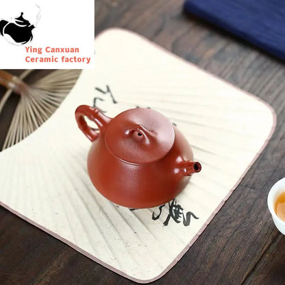 Chinese teapot ore vermilion bamboo joint stone scoop pot drinking Pu'er kung fu tea set Yixing teapot purple clay pot 180ml