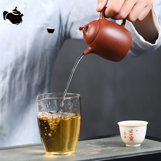 Chinese teapot raw ore clear cement beaded Qinquan pot drinking Pu'er handmade teapot Yixing purple teapot 180ml small capacity