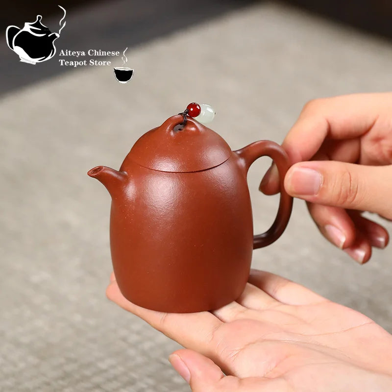 Chinese teapot raw ore clear cement beaded Qinquan pot drinking Pu'er handmade teapot Yixing purple teapot 180ml small capacity
