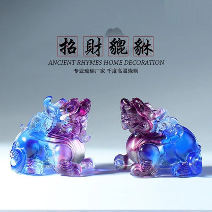 Chinese traditional ancient beasts Coloured glaze brave troops ornament opening gift decoration