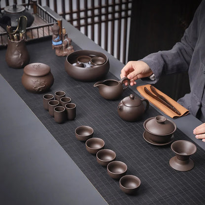 Chinese yixing zisha tea set complete kungfu tea set real yixing zisha purple clay fired tea pot tea cup gaiwan cup bowl pitcher