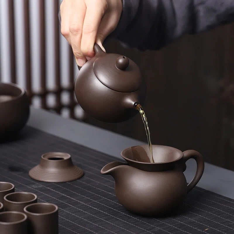 Chinese yixing zisha tea set complete kungfu tea set real yixing zisha purple clay fired tea pot tea cup gaiwan cup bowl pitcher