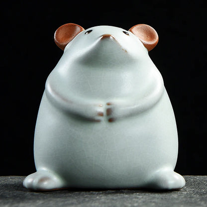 Chinese zodiac namely, rat, ox, tiger, rabbit, dragon, snake, horse, goat, monkey, rooster, dog and pig ruyao porcelain tea pet
