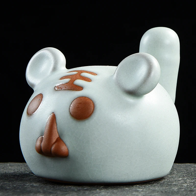 Chinese zodiac namely, rat, ox, tiger, rabbit, dragon, snake, horse, goat, monkey, rooster, dog and pig ruyao porcelain tea pet