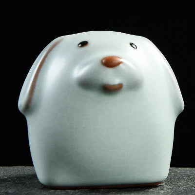 Chinese zodiac namely, rat, ox, tiger, rabbit, dragon, snake, horse, goat, monkey, rooster, dog and pig ruyao porcelain tea pet
