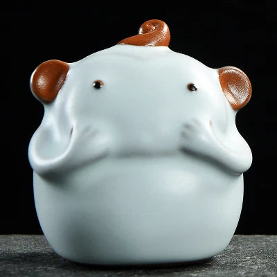 Chinese zodiac namely, rat, ox, tiger, rabbit, dragon, snake, horse, goat, monkey, rooster, dog and pig ruyao porcelain tea pet