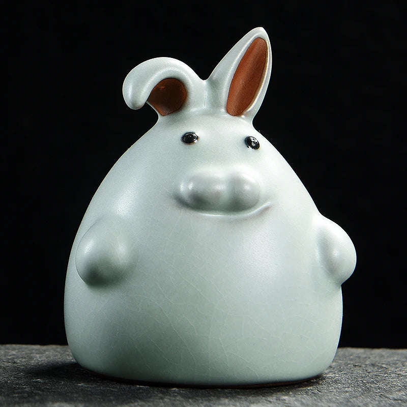 Chinese zodiac namely, rat, ox, tiger, rabbit, dragon, snake, horse, goat, monkey, rooster, dog and pig ruyao porcelain tea pet