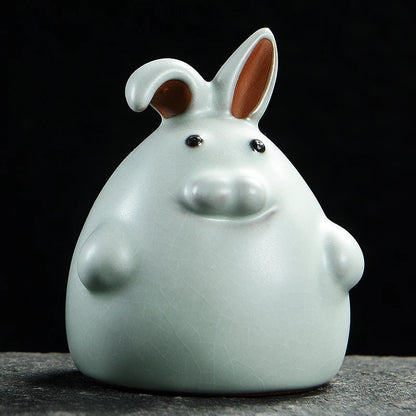 Chinese zodiac namely, rat, ox, tiger, rabbit, dragon, snake, horse, goat, monkey, rooster, dog and pig ruyao porcelain tea pet