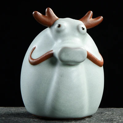 Chinese zodiac namely, rat, ox, tiger, rabbit, dragon, snake, horse, goat, monkey, rooster, dog and pig ruyao porcelain tea pet