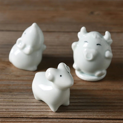 Chinese zodiac rat ox tiger rabbit dragon snake horse goat monkey chicken dog pig ruyao porcelain tea pet elephant giraff China