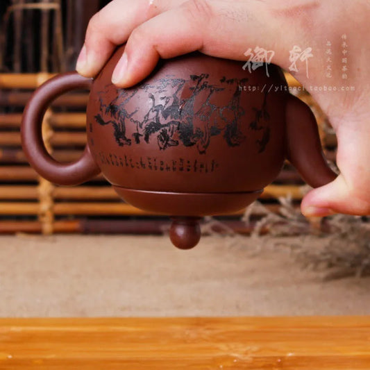 ChineseZisha Teapot Raw Ore Zhu Mud Pot Handmade Beauty Tea Infuser Household Drinkware Tradition Tea Set Supplies