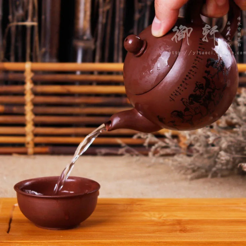 ChineseZisha Teapot Raw Ore Zhu Mud Pot Handmade Beauty Tea Infuser Household Drinkware Tradition Tea Set Supplies