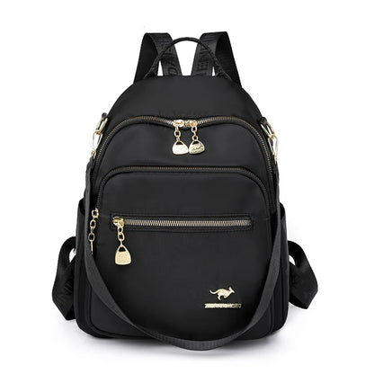 Chinoiserie Nylon Cloth Backpack Women Fashion Waterproof School Bags  Multifunction Wear-Resistant Multiple Pockets Travel Bag