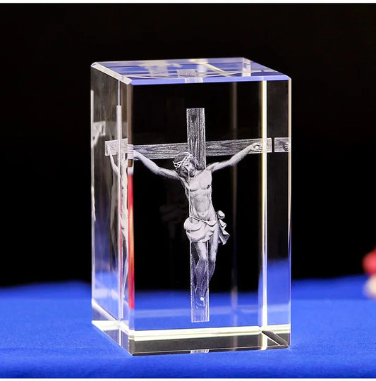 Christianity Crucifixion, representing the death of Jesus on the Cross 3D crystal Sculpture art statue