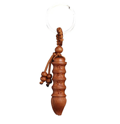 Christmas Keychain Gift, Safety, Wenchang Pen, Peach Wood, Three-Dimensional Car Pendant Fengshui Mascot