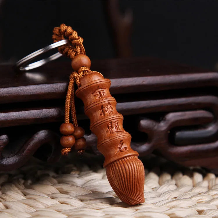 Christmas Keychain Gift, Safety, Wenchang Pen, Peach Wood, Three-Dimensional Car Pendant Fengshui Mascot
