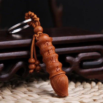 Christmas Keychain Gift, Safety, Wenchang Pen, Peach Wood, Three-Dimensional Car Pendant Fengshui Mascot