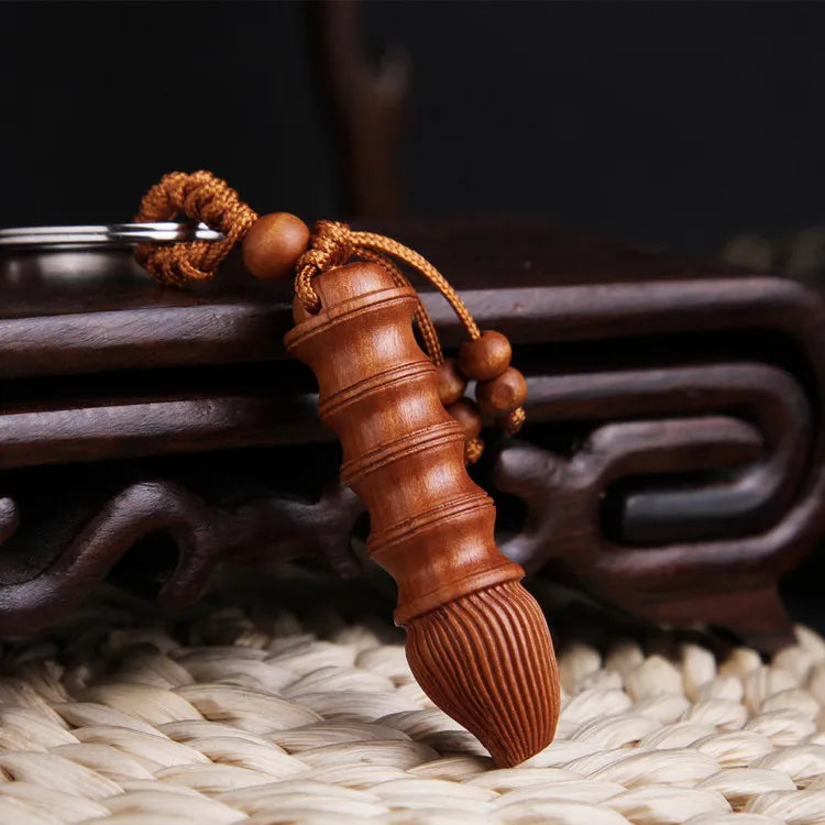 Christmas Keychain Gift, Safety, Wenchang Pen, Peach Wood, Three-Dimensional Car Pendant Fengshui Mascot