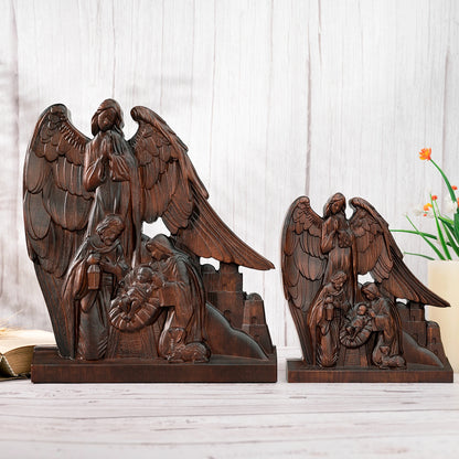 Christmas Nativity Scene Jesus Crib Nativity Decoration Solid Wood Carving Religious Christmas Gift