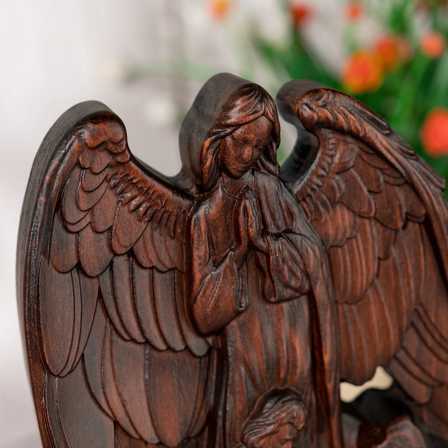 Christmas Nativity Scene Jesus Crib Nativity Decoration Solid Wood Carving Religious Christmas Gift