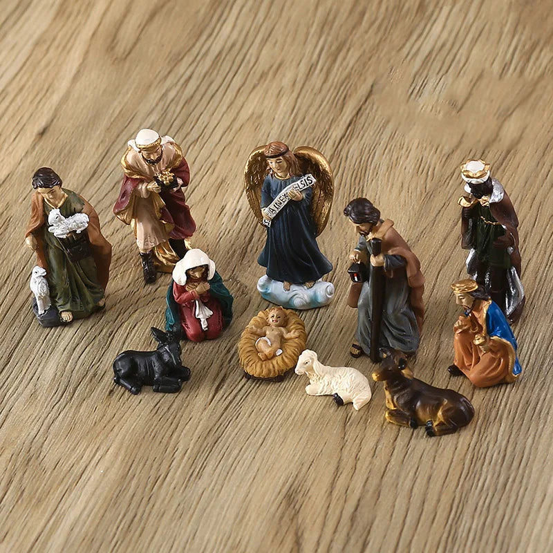 Christmas Religious Jesus Born Gift Volin Crafts Home Decoration Figurines Cute Room Decor Nordic Retro Luxury Statue Halloween
