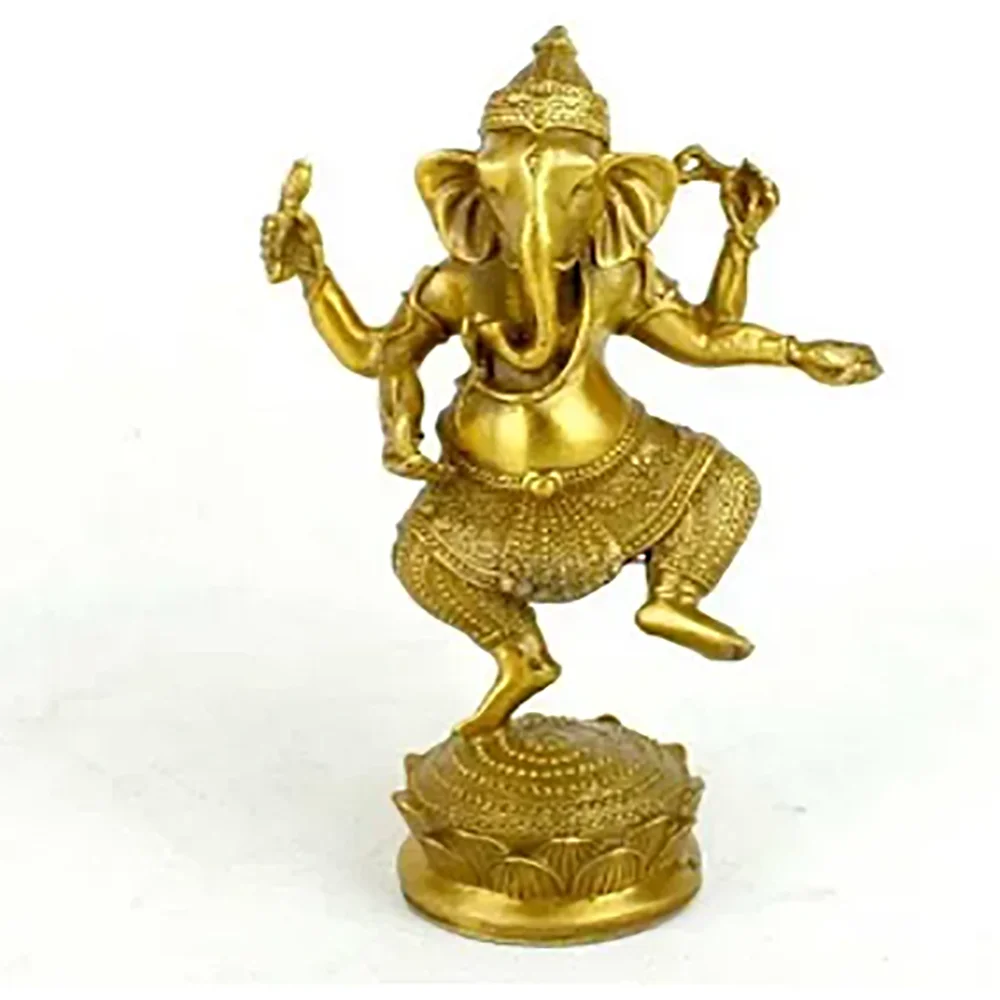 Christmas Tibet Buddhism Fane Brass 4 Arms Elephant God Jambhala Ganesha Buddha Statue