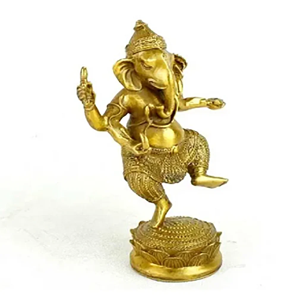 Christmas Tibet Buddhism Fane Brass 4 Arms Elephant God Jambhala Ganesha Buddha Statue