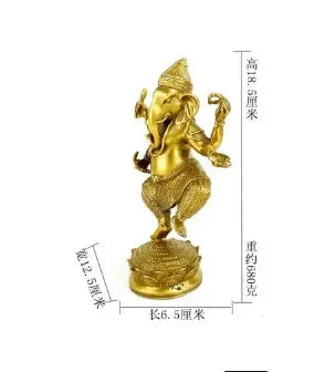Christmas Tibet Buddhism Fane Brass 4 Arms Elephant God Jambhala Ganesha Buddha Statue