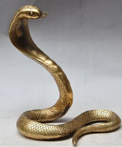 Christmas chinese fengshui brass Wild animal KING COBRA King snake statue Sculpture Halloween