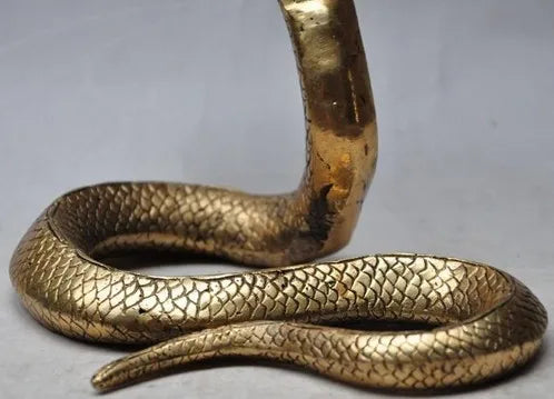 Christmas chinese fengshui brass Wild animal KING COBRA King snake statue Sculpture Halloween