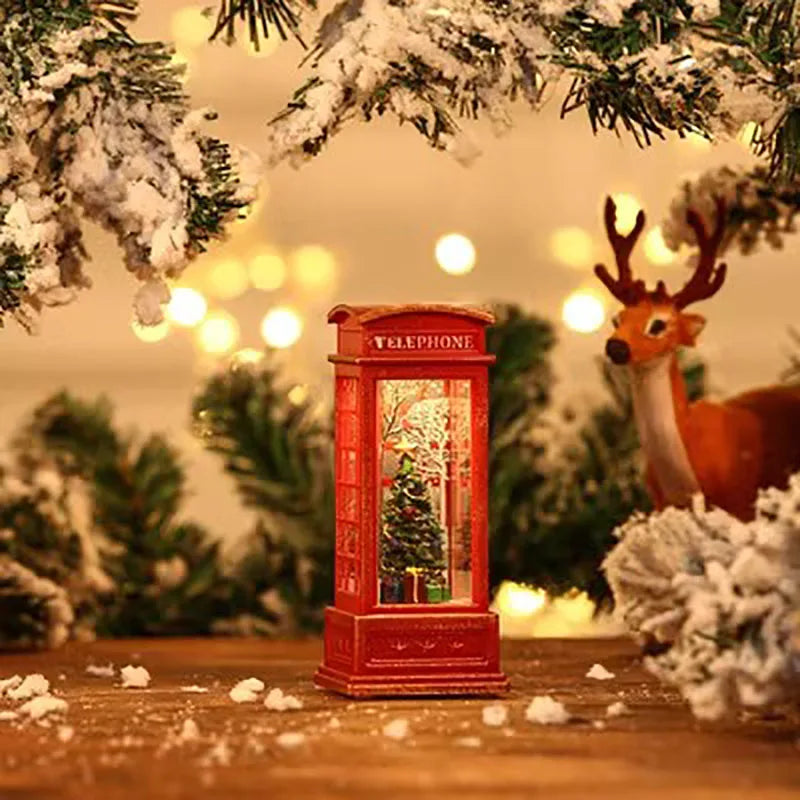Christmas phone booth light table for the elderly decorated with Christmas tree ornaments snowman home decoration accessories