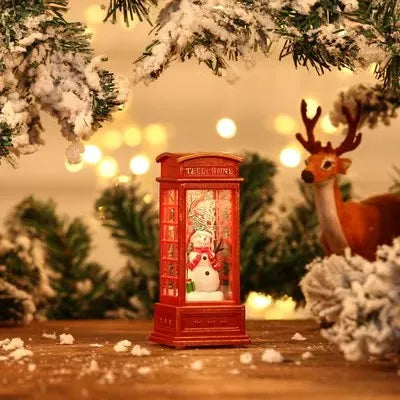 Christmas phone booth light table for the elderly decorated with Christmas tree ornaments snowman home decoration accessories