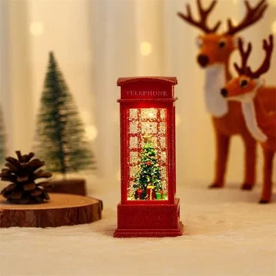 Christmas phone booth light table for the elderly decorated with Christmas tree ornaments snowman home decoration accessories