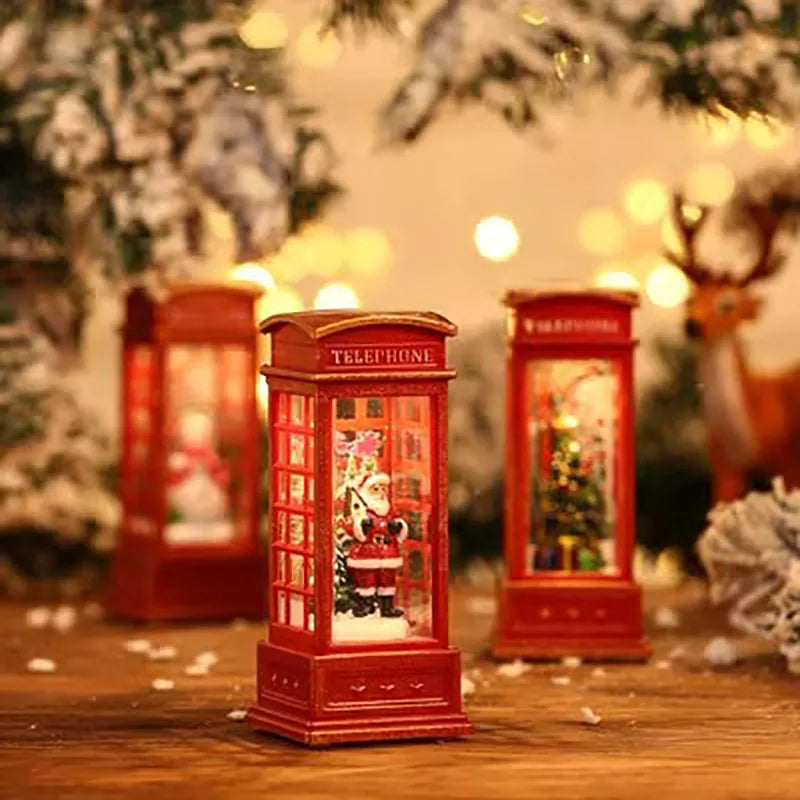 Christmas phone booth light table for the elderly decorated with Christmas tree ornaments snowman home decoration accessories