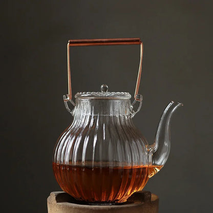 Chrysanthemum Petal Pattern Heat Resistant Glass Teapot Tea Kettle Pu Erh Gaiwan Infuser Teapot for Infusion Set Pot Pots Puer