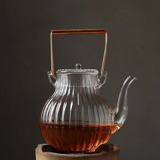 Chrysanthemum Petal Pattern Heat Resistant Glass Teapot Tea Kettle Pu Erh Gaiwan Infuser Teapot for Infusion Set Pot Pots Puer