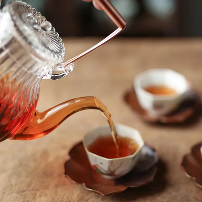 Chrysanthemum Petal Pattern Heat Resistant Glass Teapot Tea Kettle Pu Erh Gaiwan Infuser Teapot for Infusion Set Pot Pots Puer