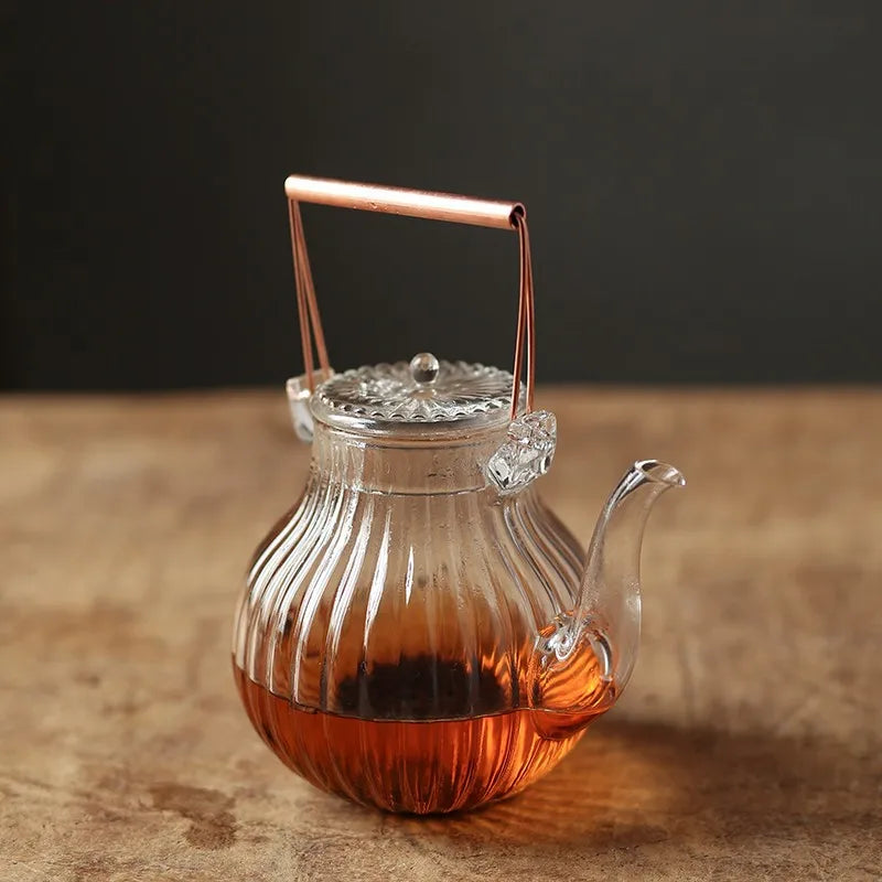 Chrysanthemum Petal Pattern Heat Resistant Glass Teapot Tea Kettle Pu Erh Gaiwan Infuser Teapot for Infusion Set Pot Pots Puer
