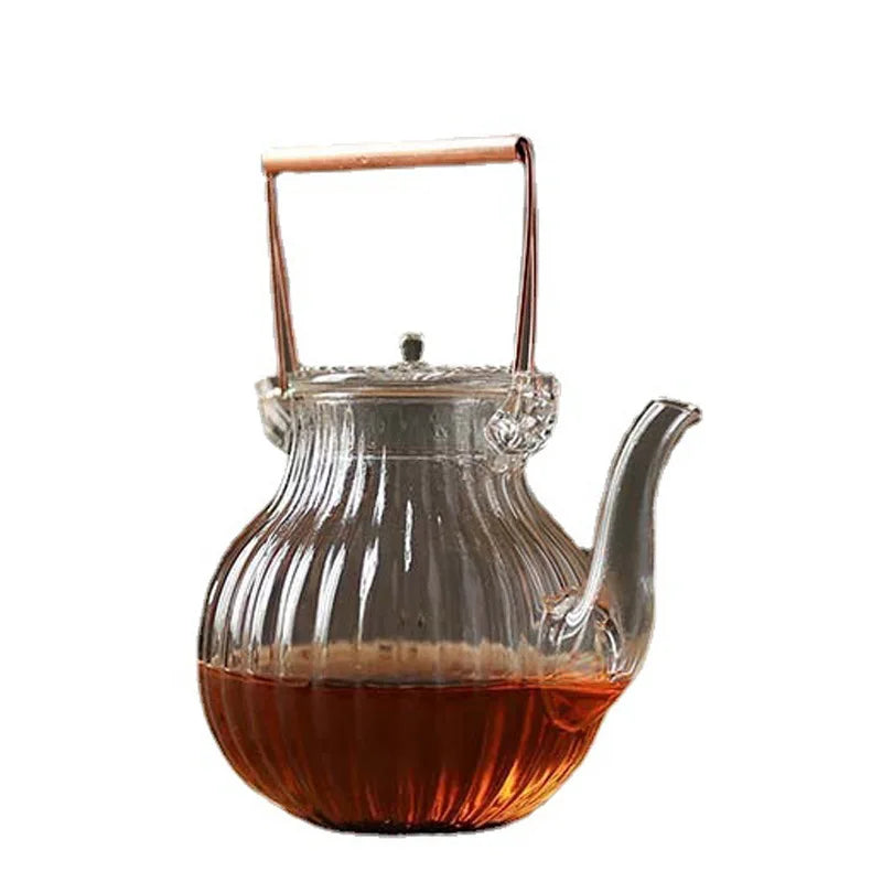 Chrysanthemum Petal Pattern Heat Resistant Glass Teapot Tea Kettle Pu Erh Gaiwan Infuser Teapot for Infusion Set Pot Pots Puer