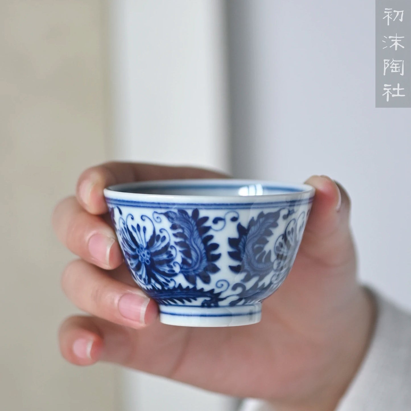Chu Mo pottery society Jingdezhen antique hand painted blue and white porcelain Master Cup single cup tea cup