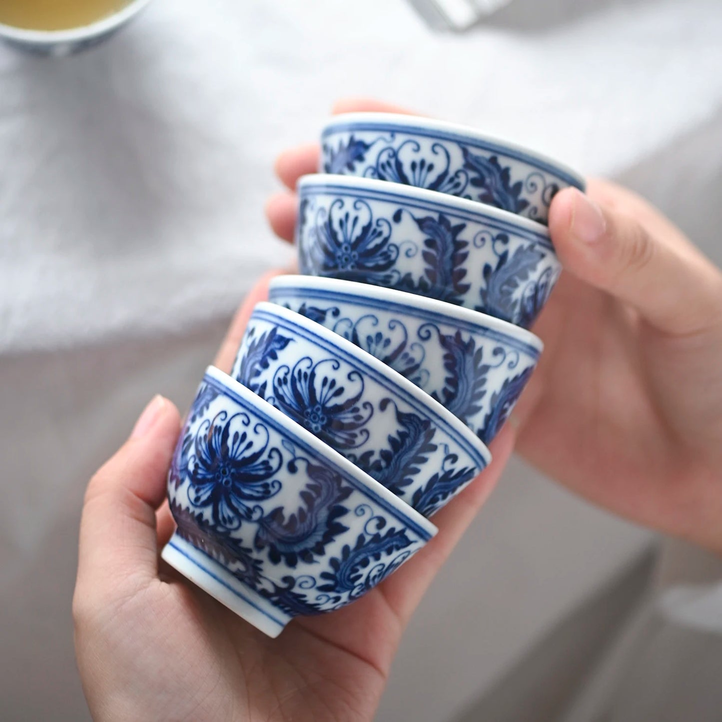 Chu Mo pottery society Jingdezhen antique hand painted blue and white porcelain Master Cup single cup tea cup