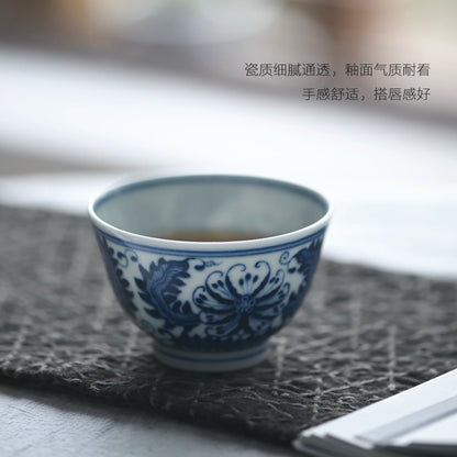 Chu Mo pottery society Jingdezhen antique hand painted blue and white porcelain Master Cup single cup tea cup