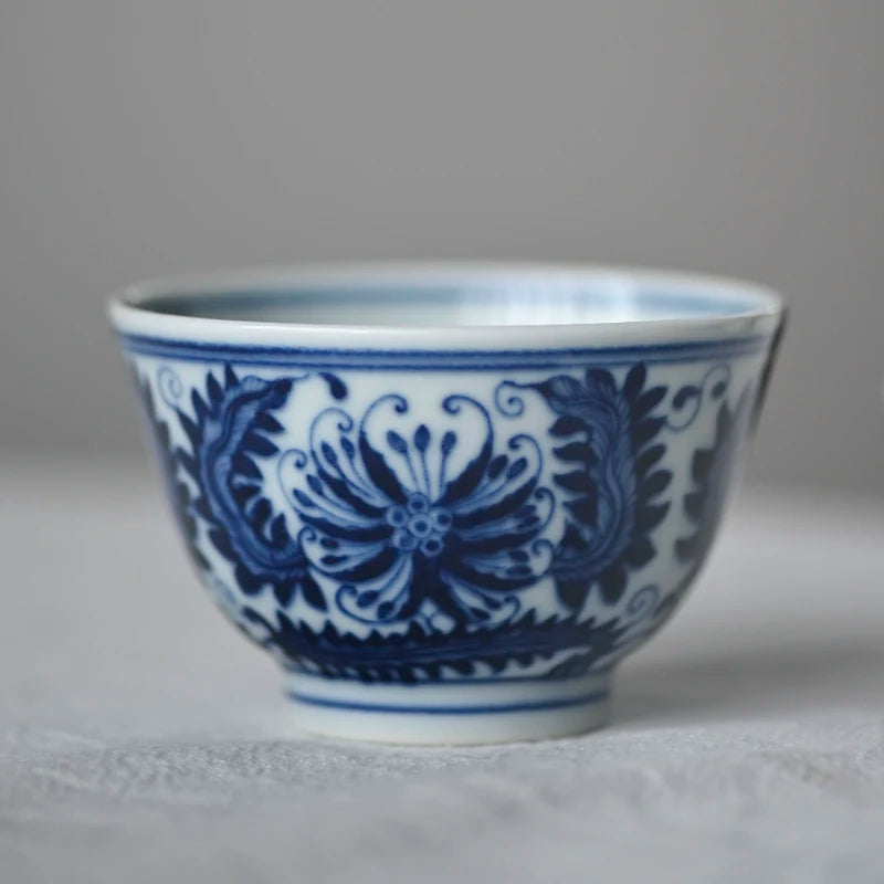 Chu Mo pottery society Jingdezhen antique hand painted blue and white porcelain Master Cup single cup tea cup